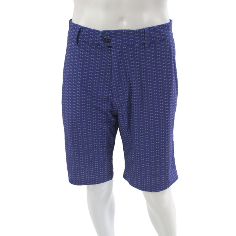 Greyson Men Blue Bee Print Chino Shorts Polyester Blend Size 38